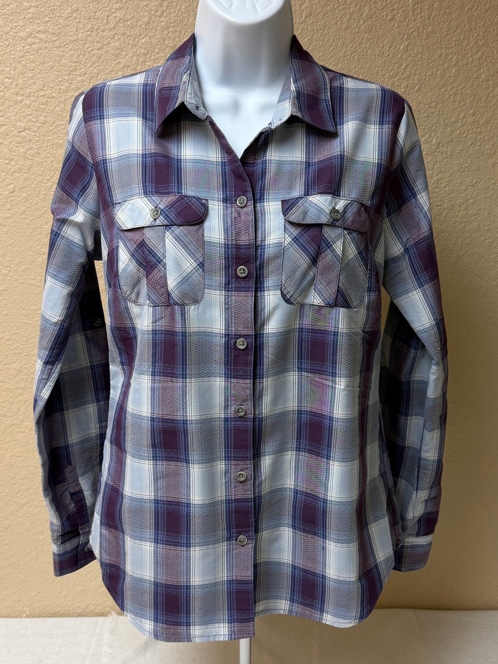 4/$20 Eddie Bauer Purple Plaid Women's Button Shirt
